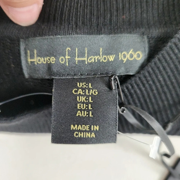 House of Harlow 1960 Black Ribbed Thick Mock Neck Size Large NEW - Picture 5 of 10